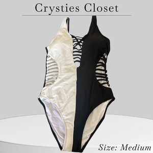 Aqua Eve Women Sexy One Piece Swimsuits Plunge Deep V Neck‎ Cutout Bathing Suits